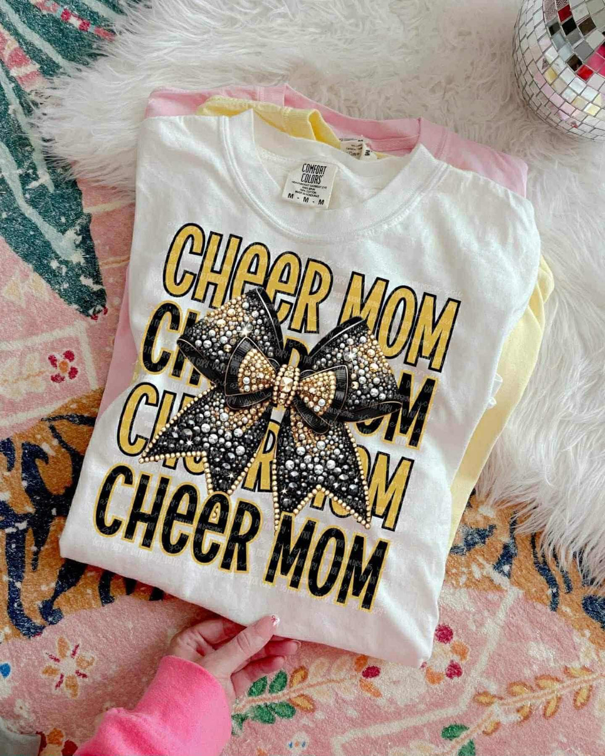 Cheer Mama Bow (yellow and black) DTF transfer