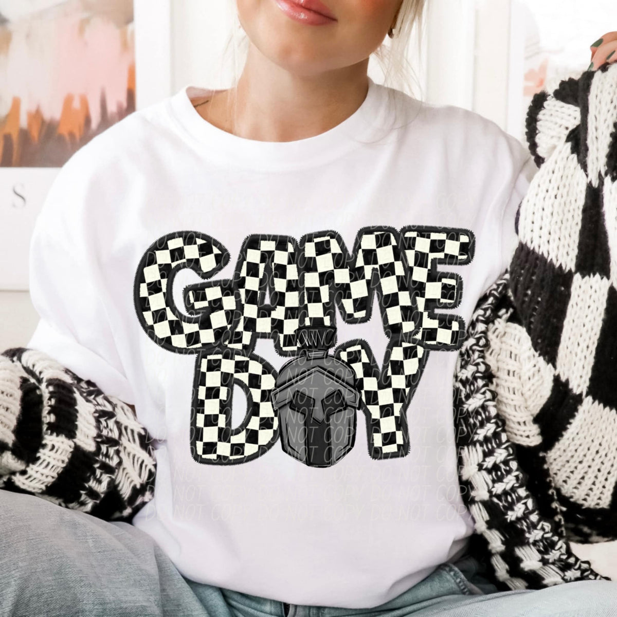 Game day Trojan checkered (CITY) 91350 DTF transfer