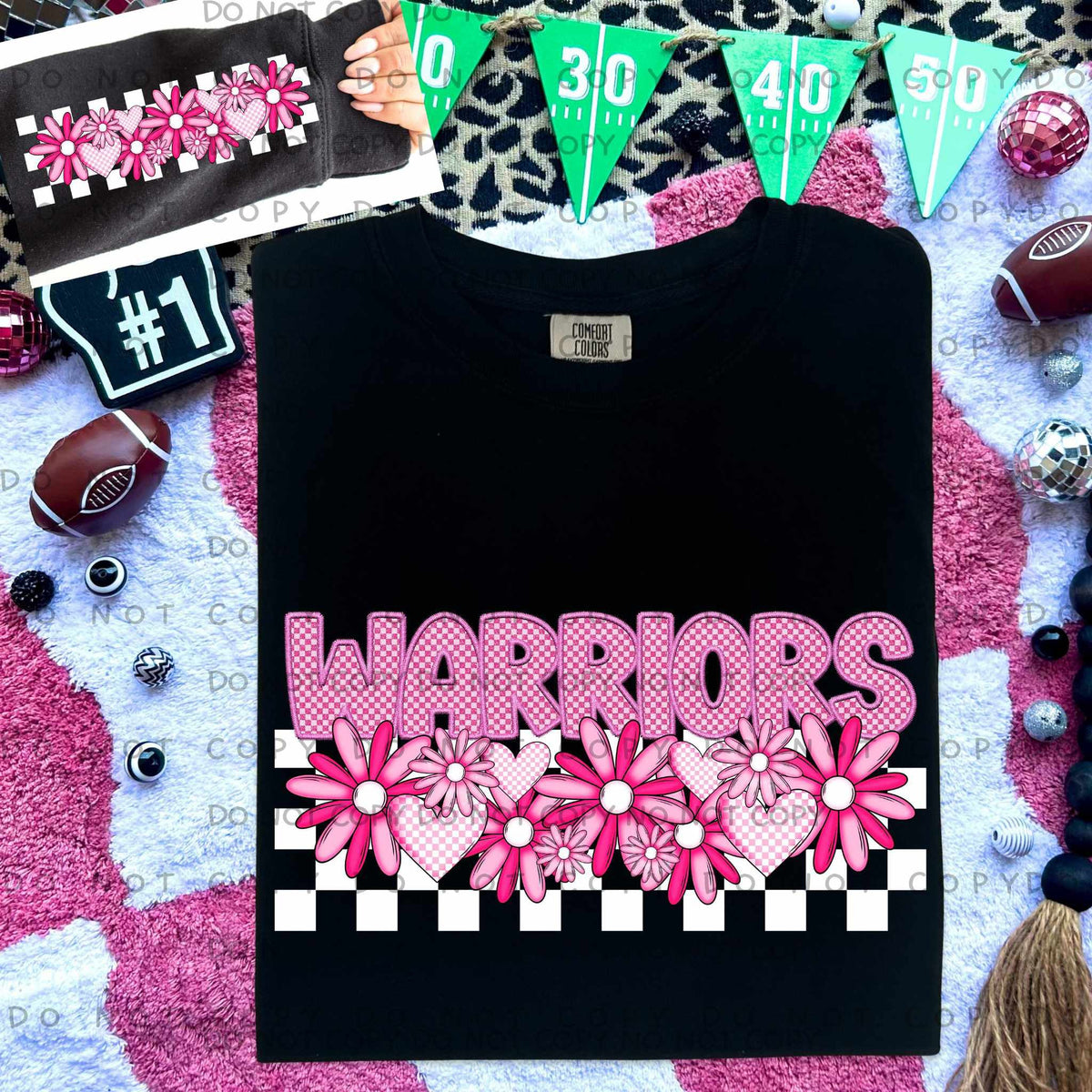 Warriors pink checkered (caplinger) 77842 DTF transfer