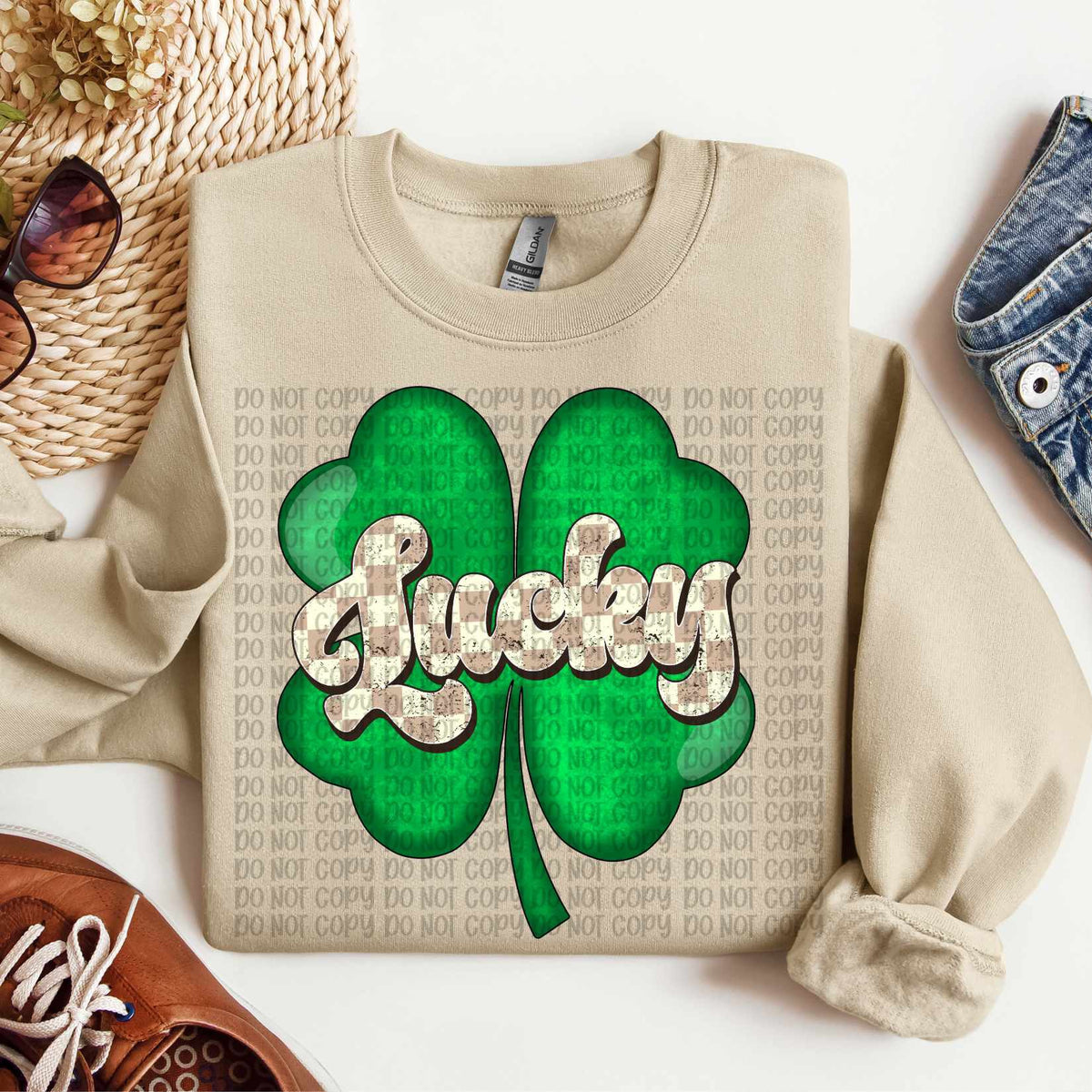 Lucky clover with checkered font (VP) 80723 DTF transfer