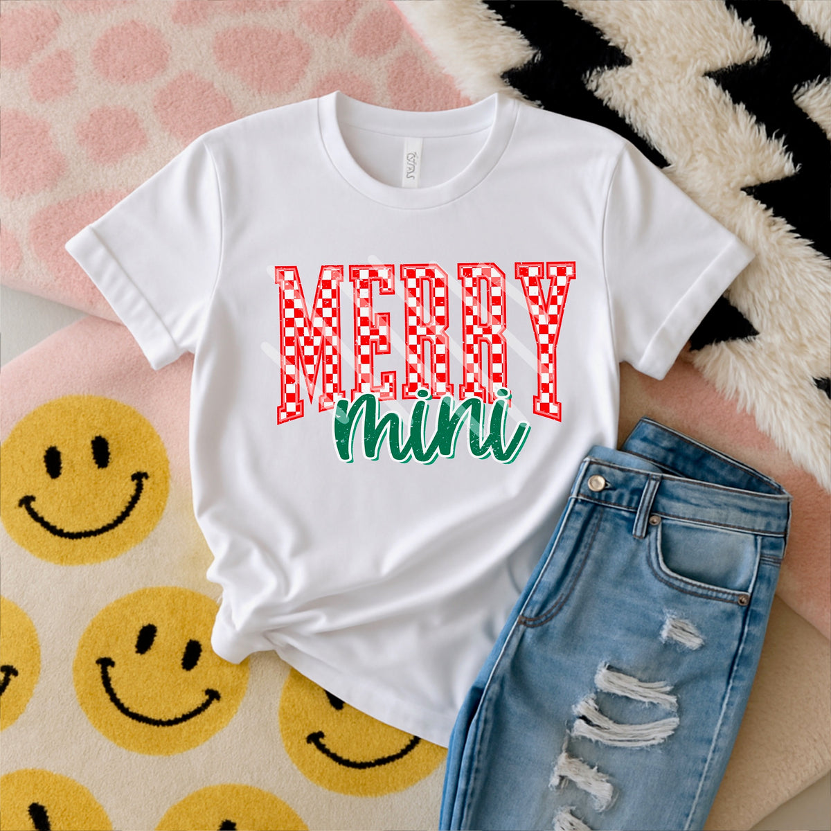 Merry Mini red checker (scarlow) 114325 DTF transfer