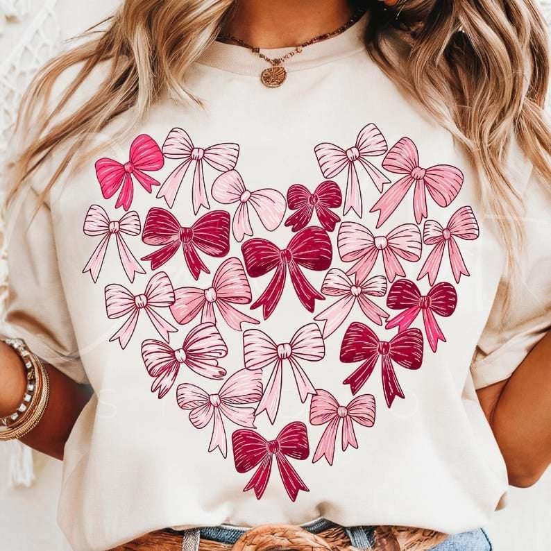 Valentine bow heart 75892 DTF transfer