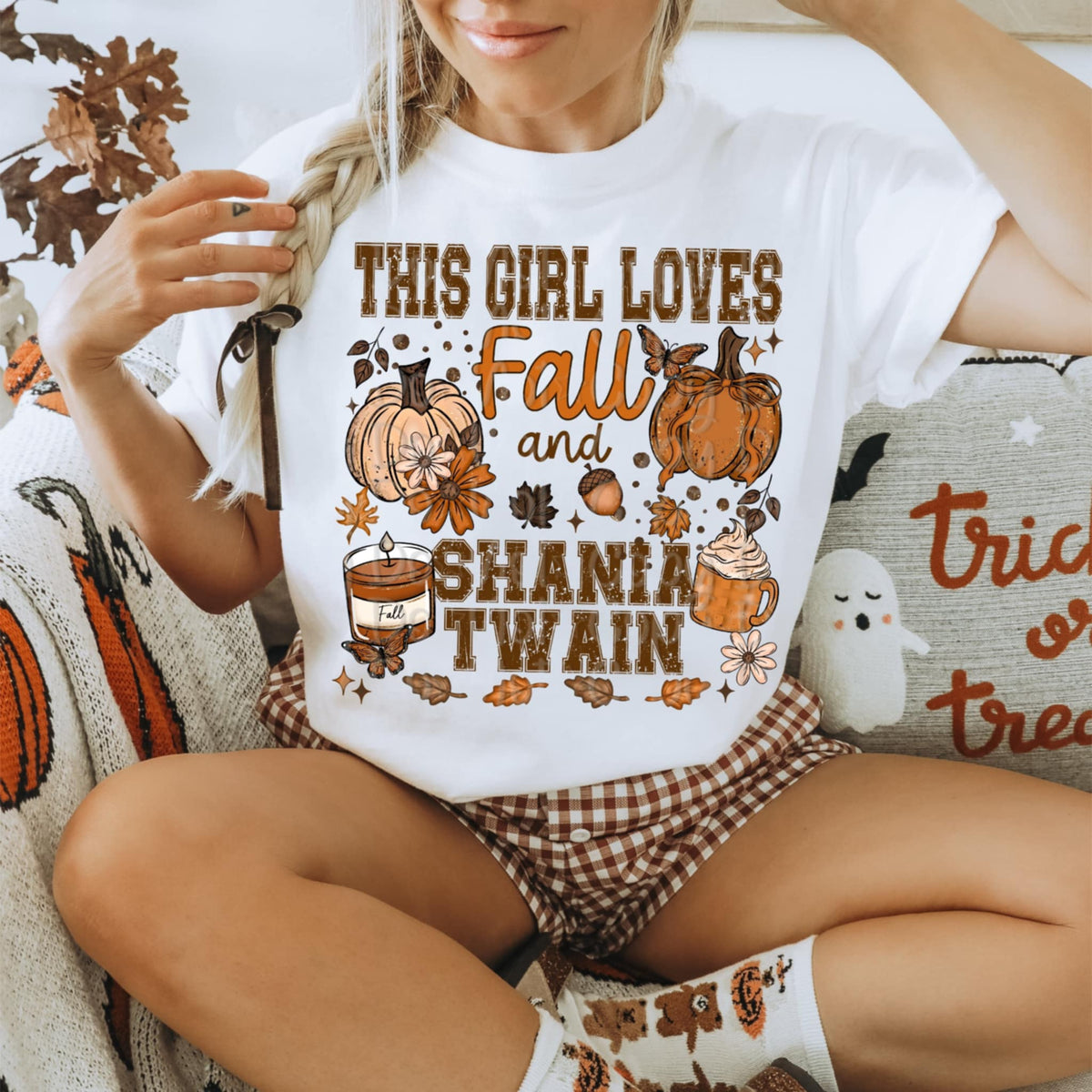 This girl loves fall and Shania (Virgo) 109970 DTF transfer