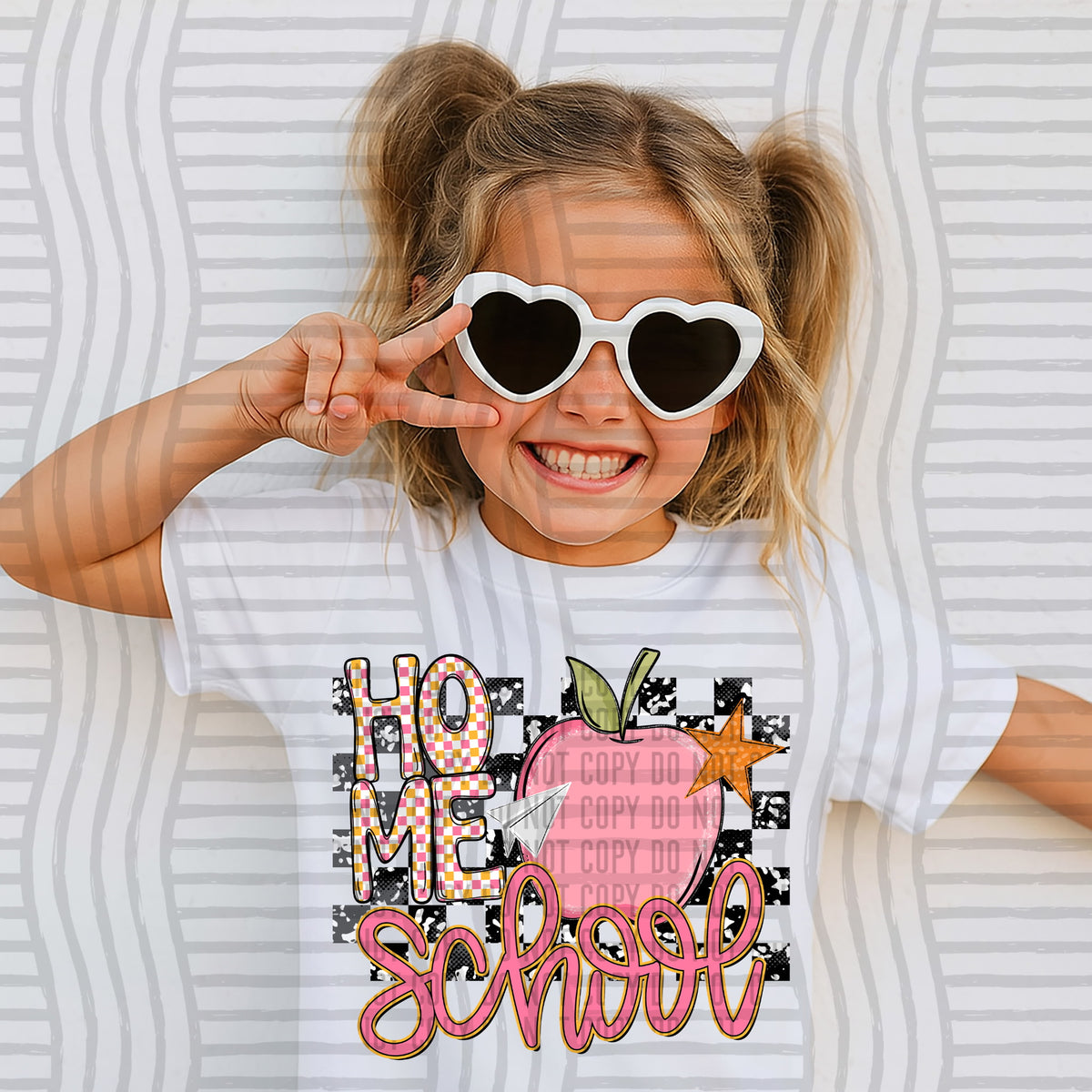 Home school girl checkered background (Caplinger) DTF transfer