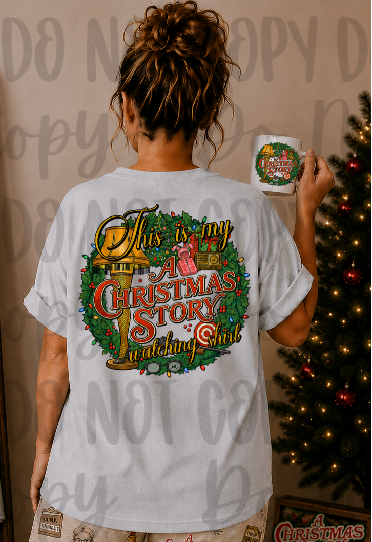 Christmas watching shirt wreath (POCKET ONLY) (Starlight) DTF