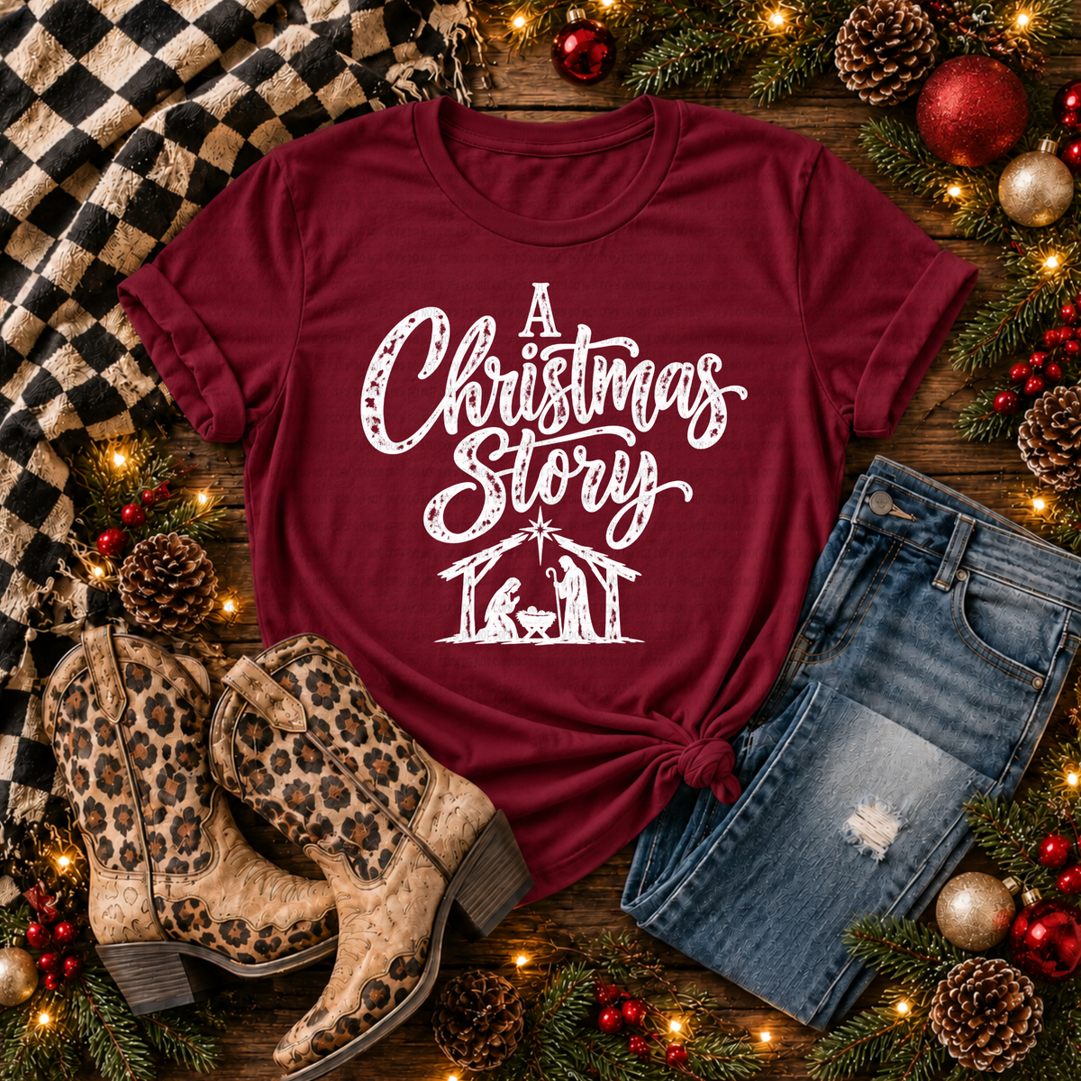 A Christmas story vintage manger WHITE (Revel) DTF Transfer