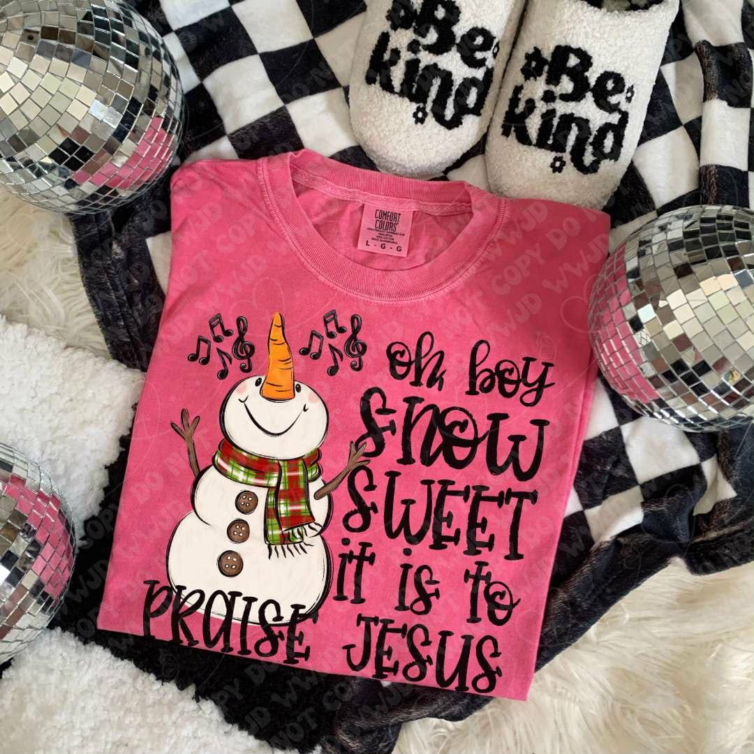 Oh boy snow sweet snowman (black words) (SSD) DTF transfer