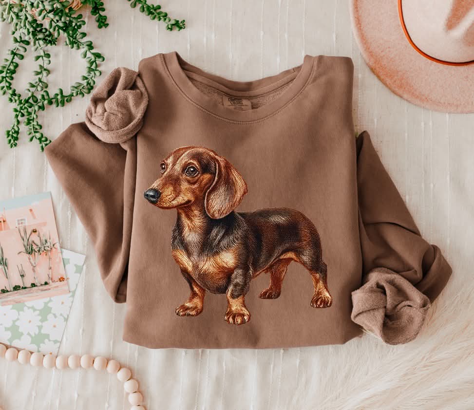Needlepoint Daschund (s&g) DTF Transfer