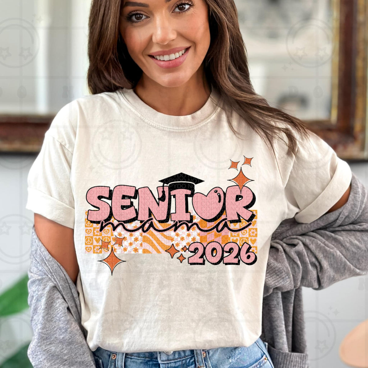 Senior mama 2026 pink and orange (HW) 93502 DTF transfer
