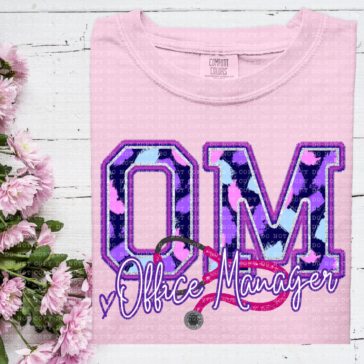 OM office manager purple brushstrokes (ECHT) 93948 DTF transfer