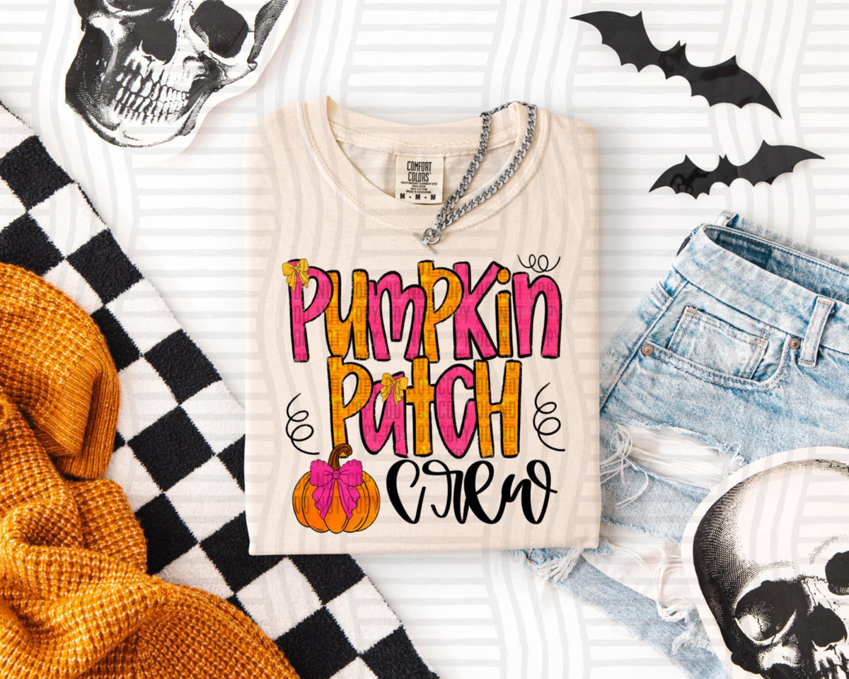 Pumpkin Patch Crew pink and orange (caplinger) DTF transfer