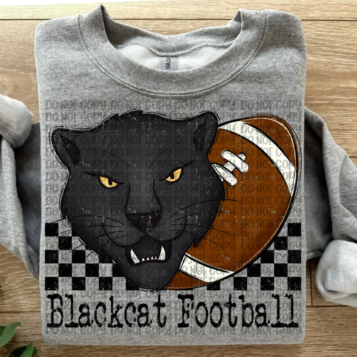 Black Cat Football Checker VP DTF transfer