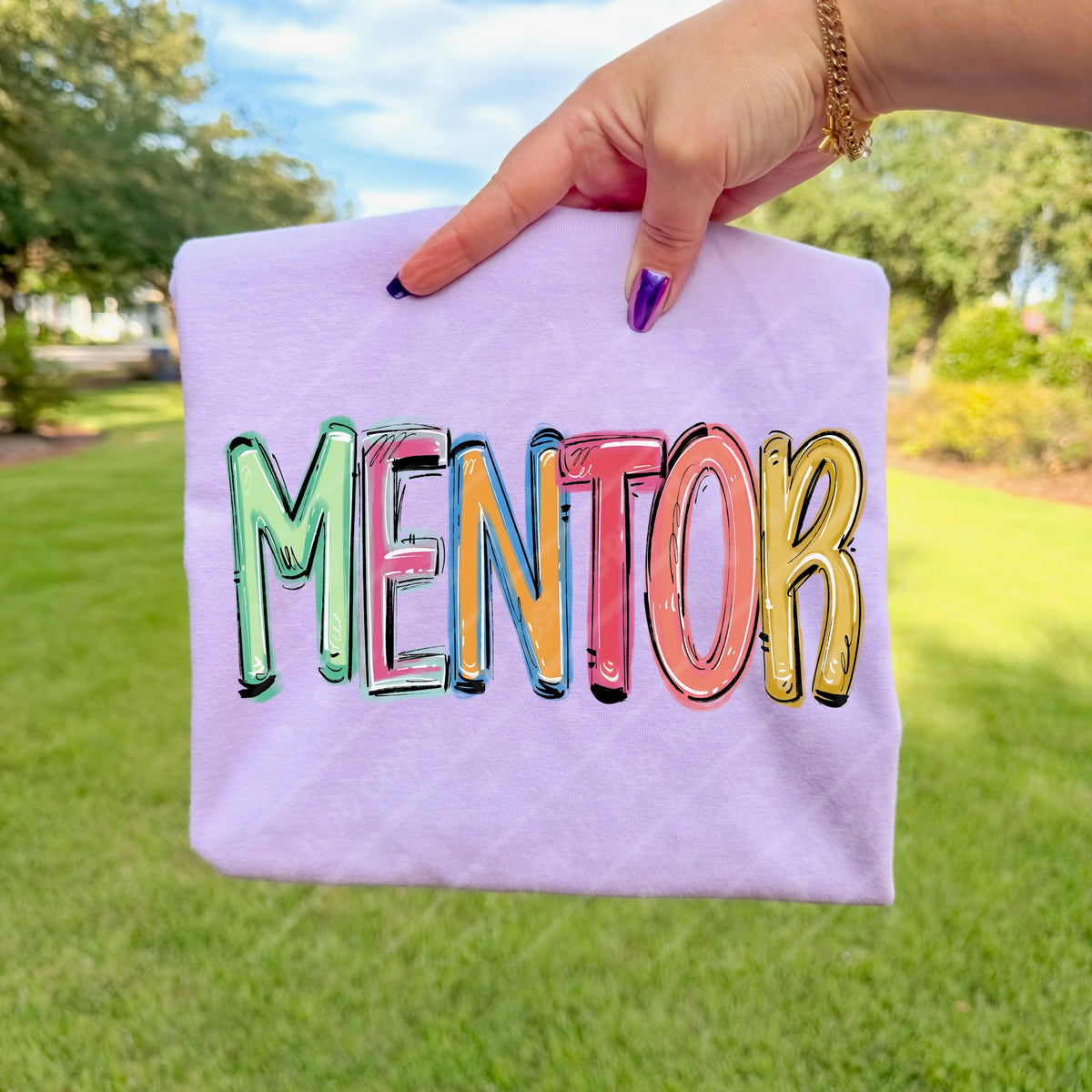 Mentor colorful brushstroke font DTF Transfer