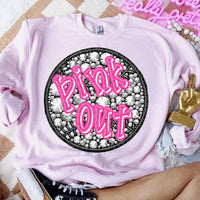 Pink out rhinestone baseball softball 53624 DTF transfer