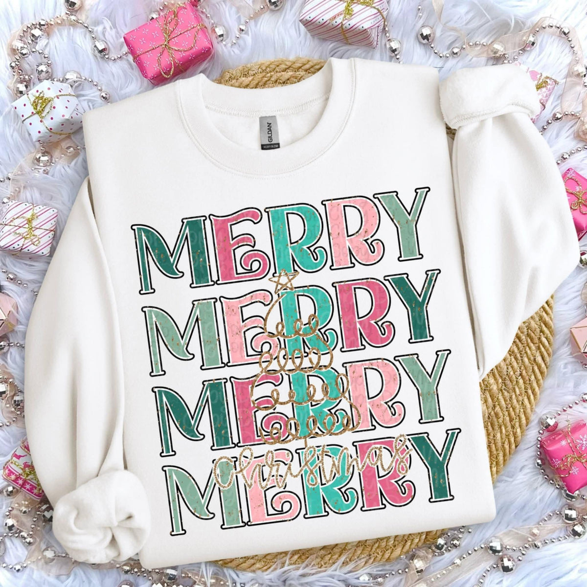 Merry Stacked Christmas (Virgo) DTF transfer