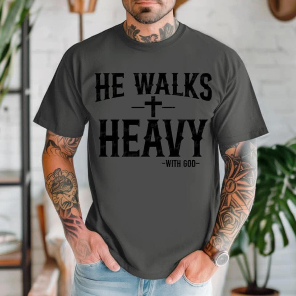 He walks heavy BLACK 96053 DTF transfer