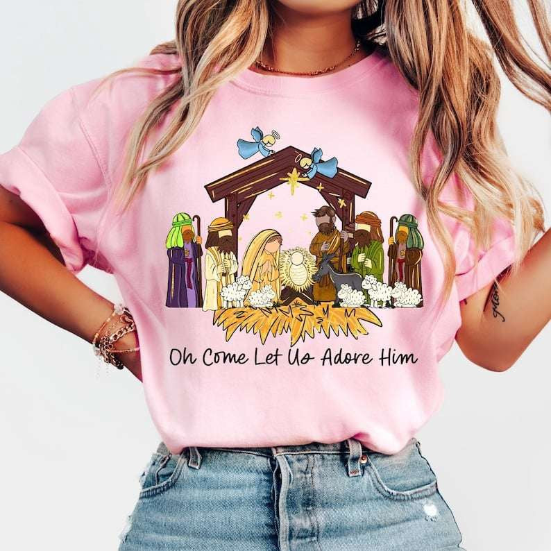 Oh come let us adore him nativity scene 67906 DTF transfer