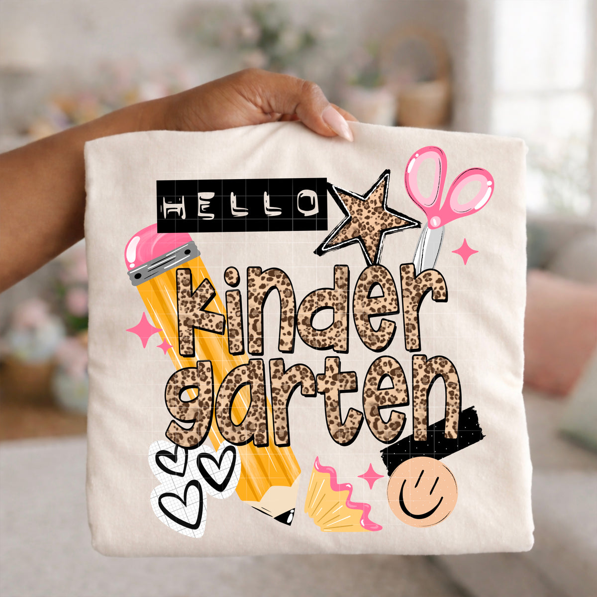 Hello Kindergarten leopard and pink (CSC) DTF Transfer
