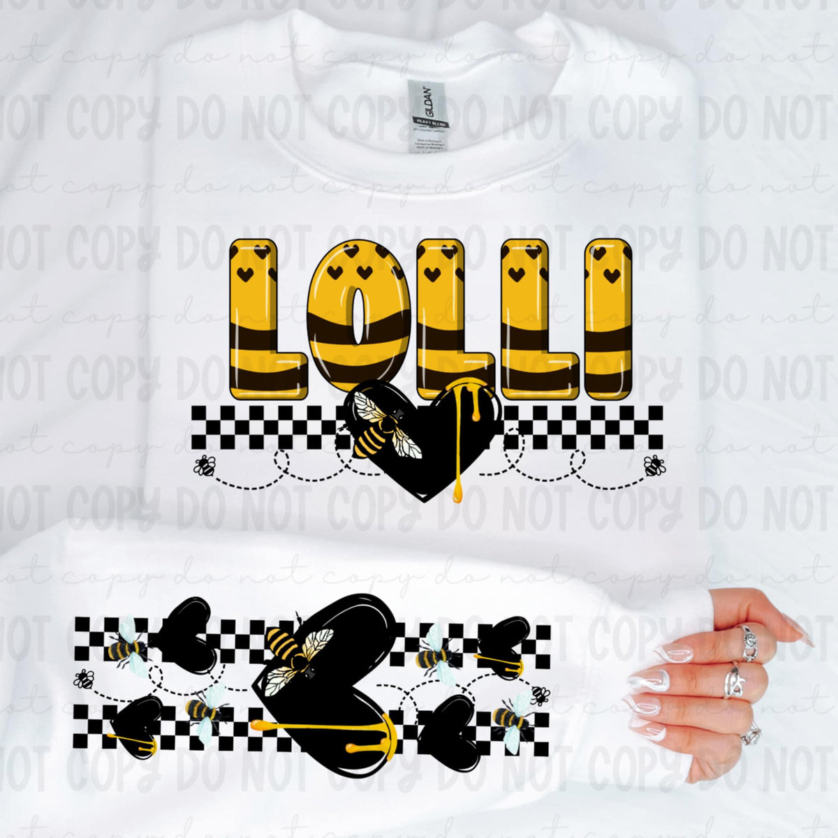 Lolli honey bee patterned FRONT (REVEL) 91260 DTF transfer