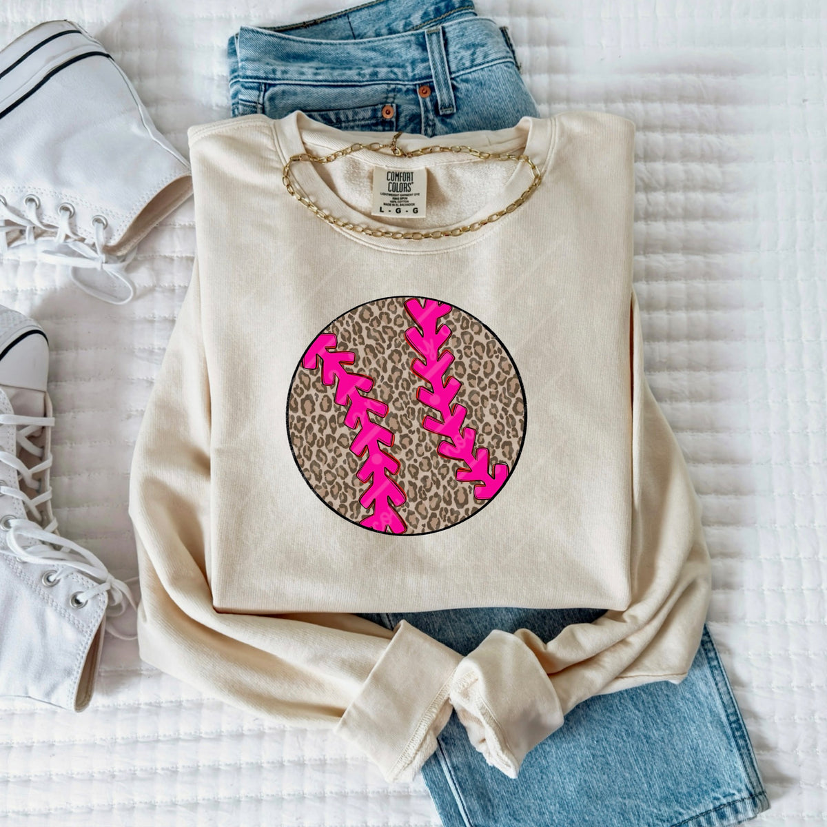 Leopard and pink baseball/softball Sunday special DTF transfer