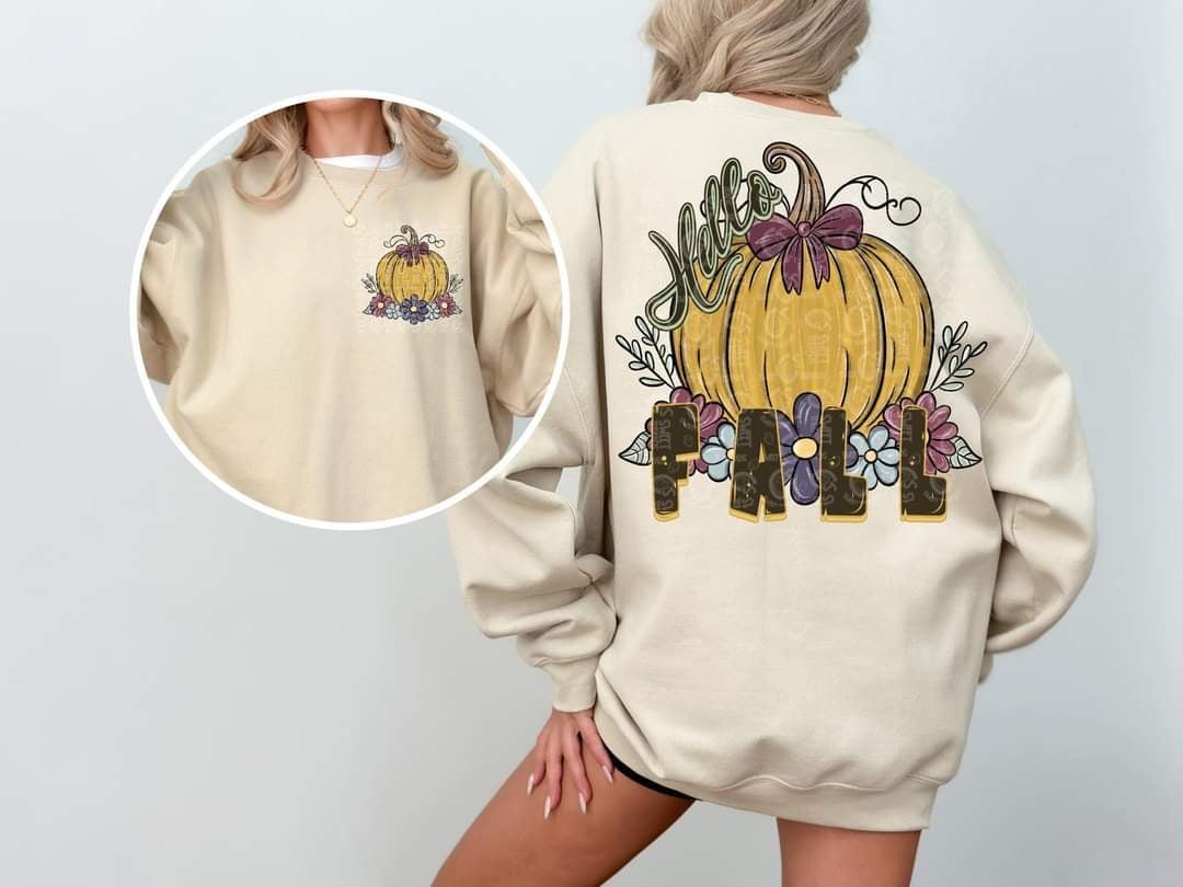 Hello fall yellow pumpkin BACK (C’s) 60186 DTF transfer