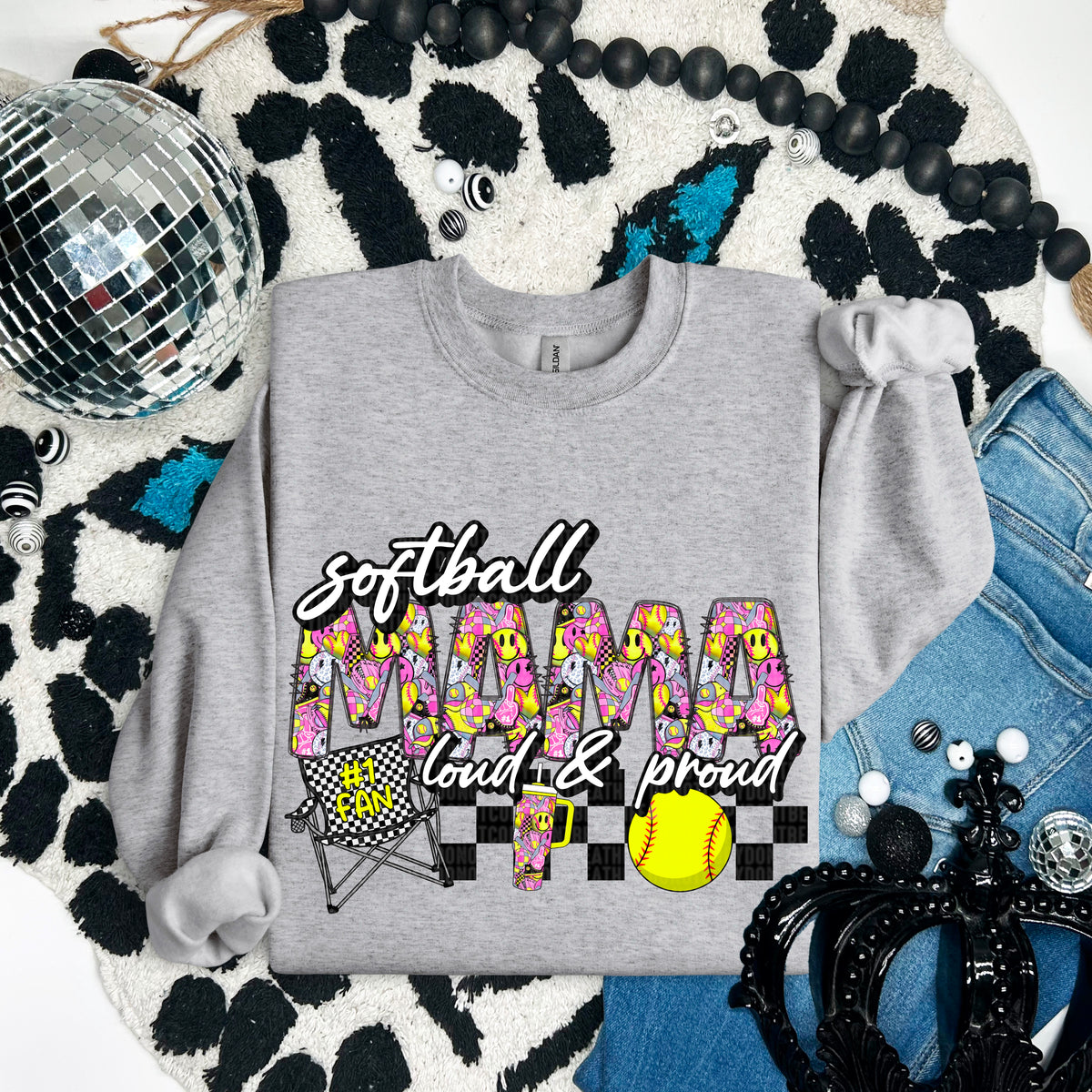 Softball mama loud & proud pink 93828 DTF transfer