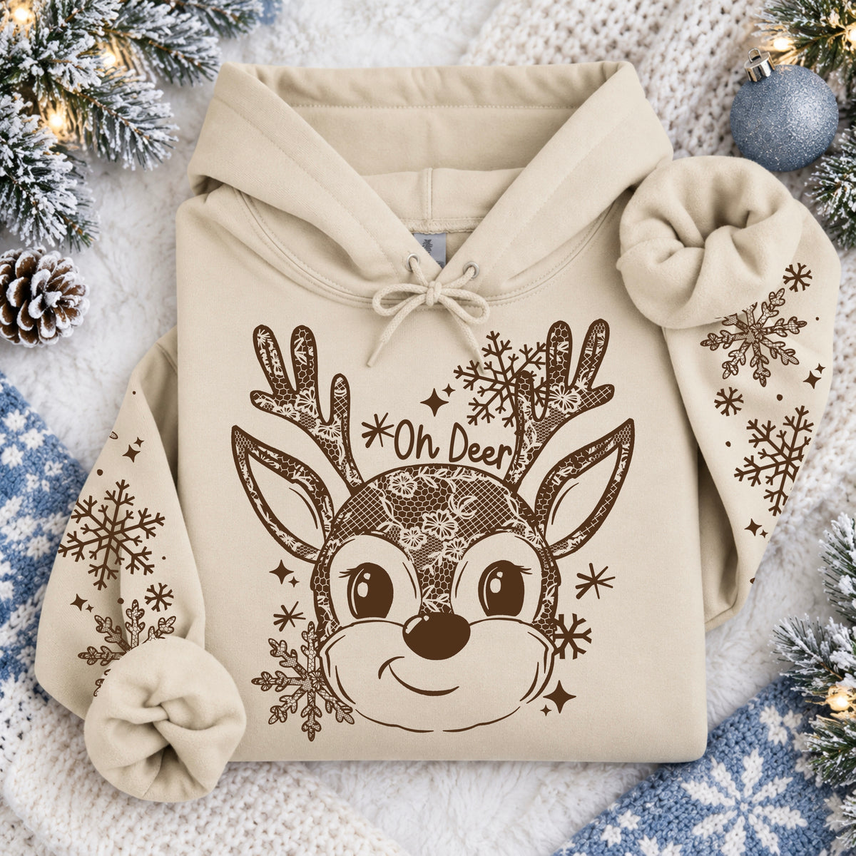 Lace Reindeer (set two sleeves) (csc) DTF Transfer