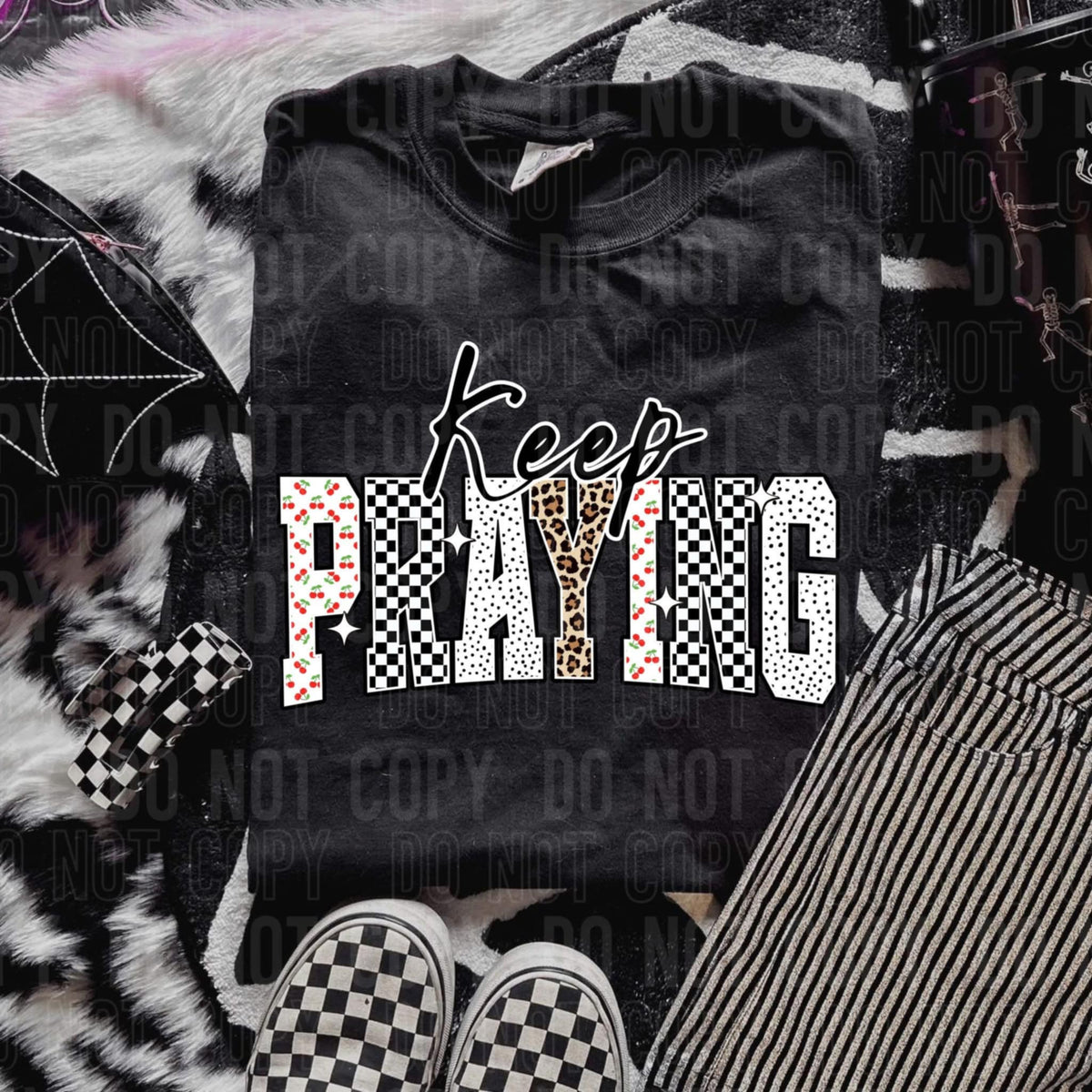 Keep praying patterned 106918 DTF transfer