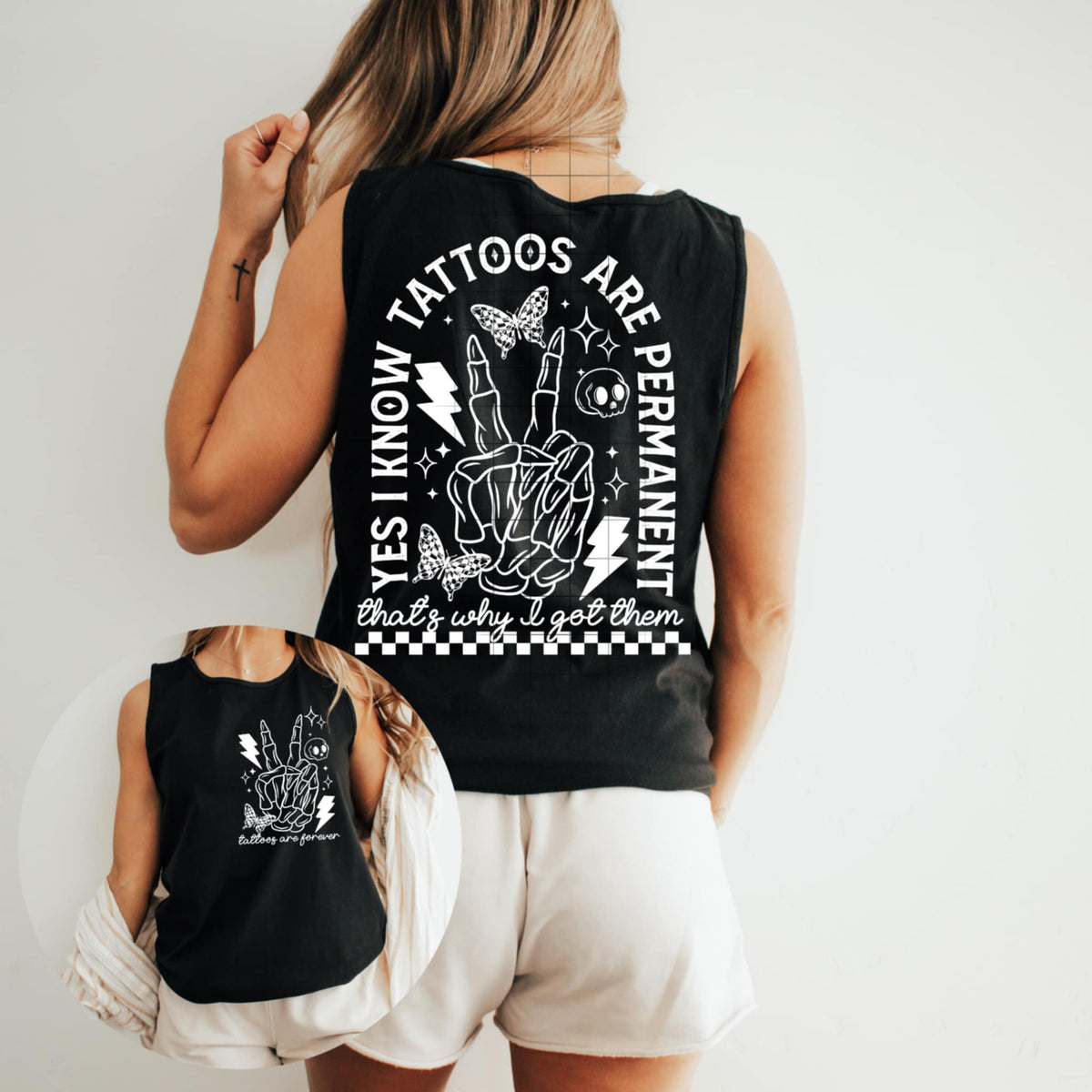 Yes I know tattoos are permanent WHITE BACK (CSC) 94849 DTF transfer