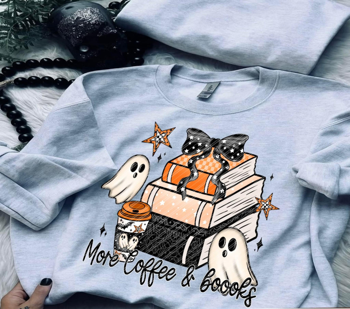 More Coffee and Books ghosts (Linda) DTF Transfer