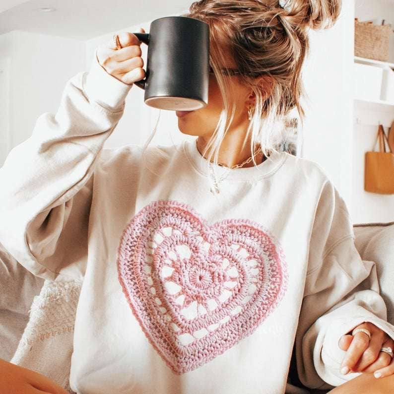 Crochet heart 80270 DTF transfer