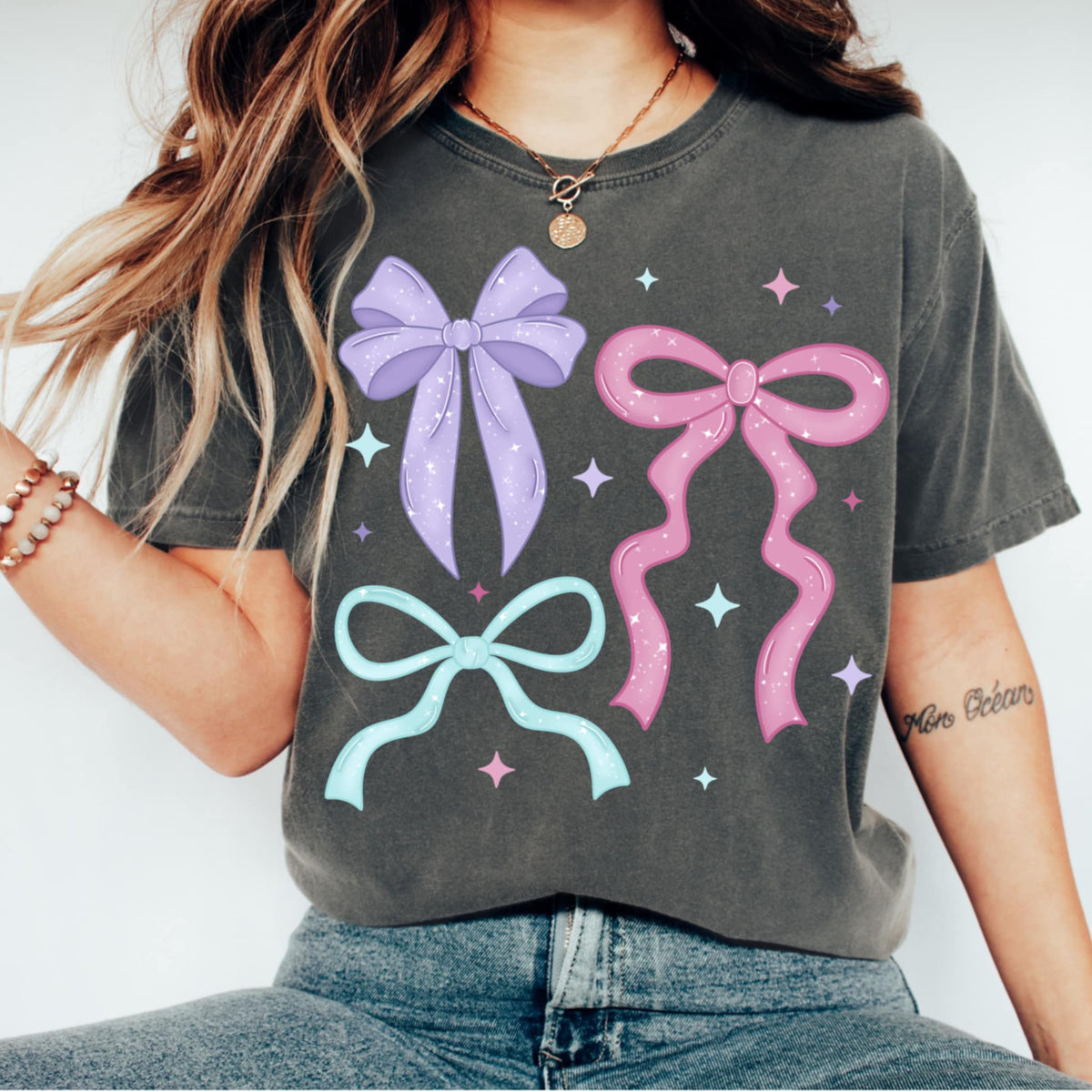 Pink Purple Blue Bows (cmd) DTF Transfer