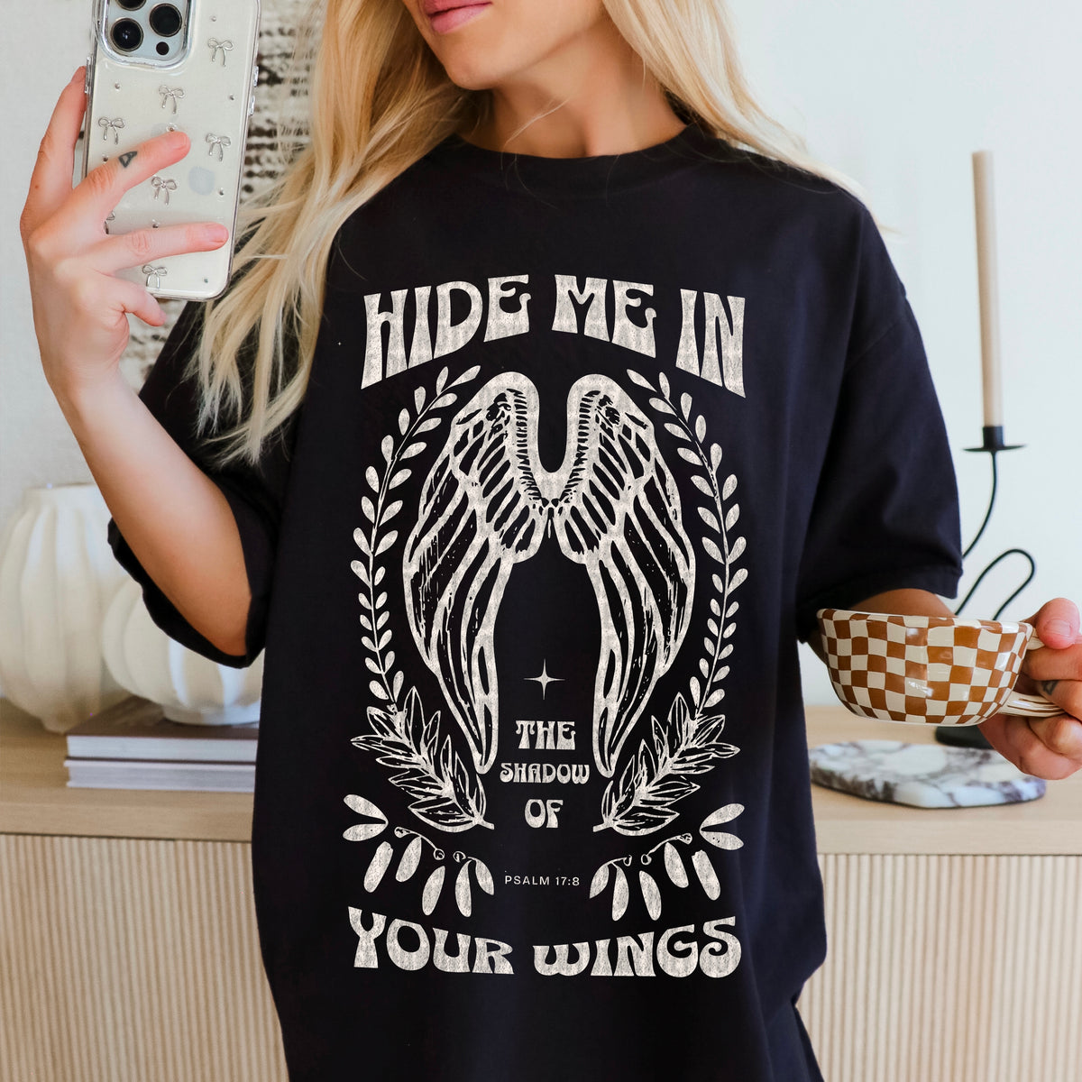 Hide me in the shadow of your wings white 94944 DTF transfer