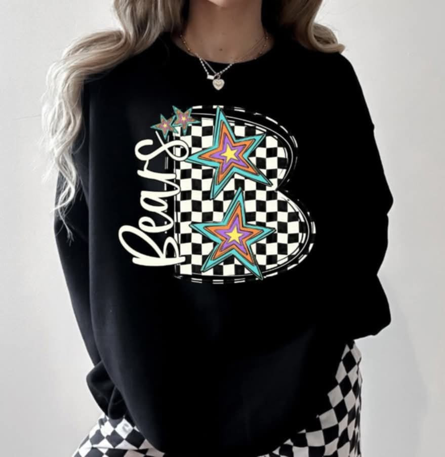 B bears checkered with stars (S&G) 87102 DTF transfer