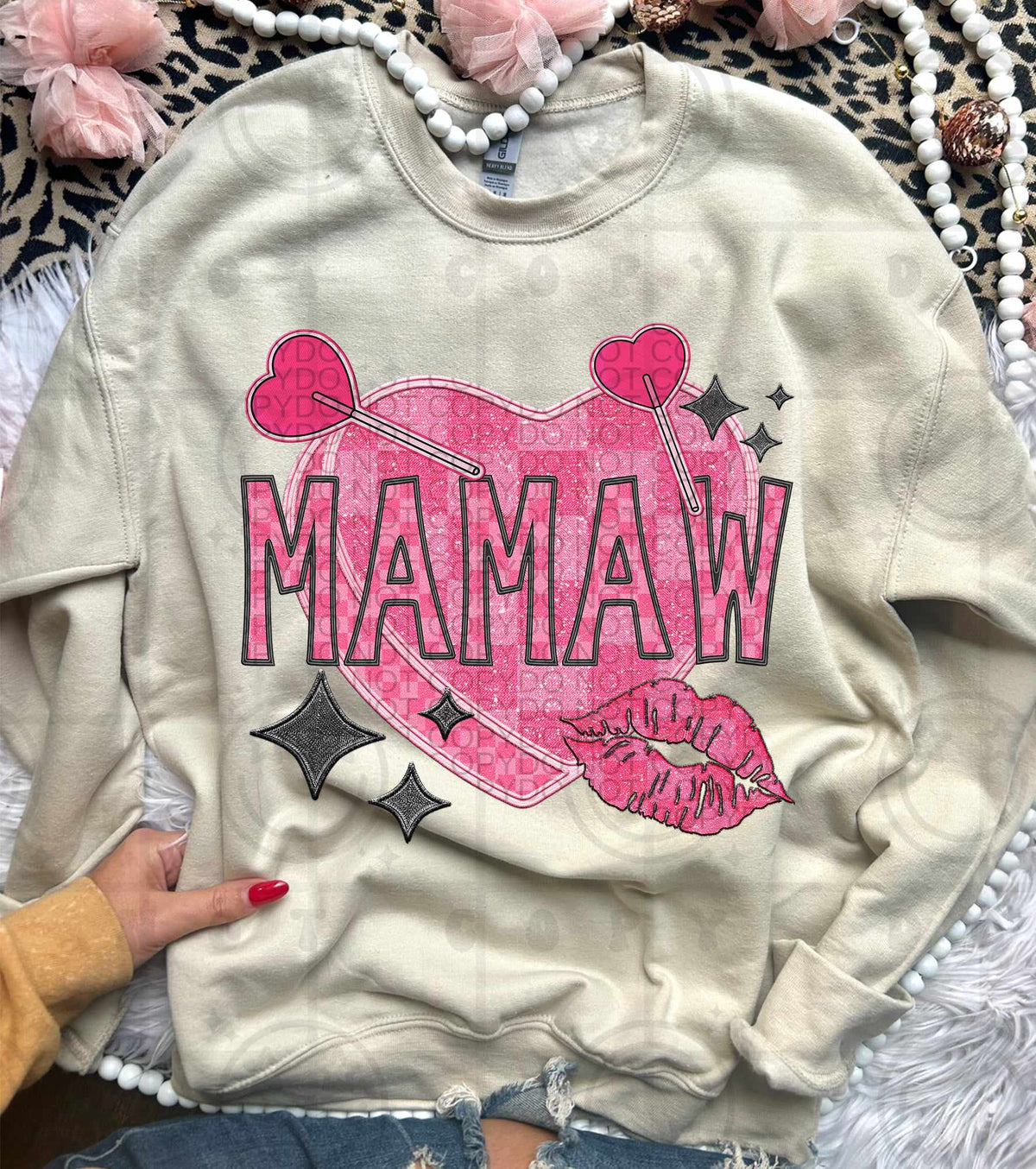 Mamaw pink heart with suckers (HW) 75649 DTF transfer