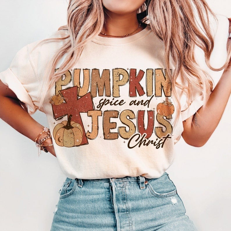 Pumpkin spice and Jesus Christ Red Cross 50978 DTF transfer