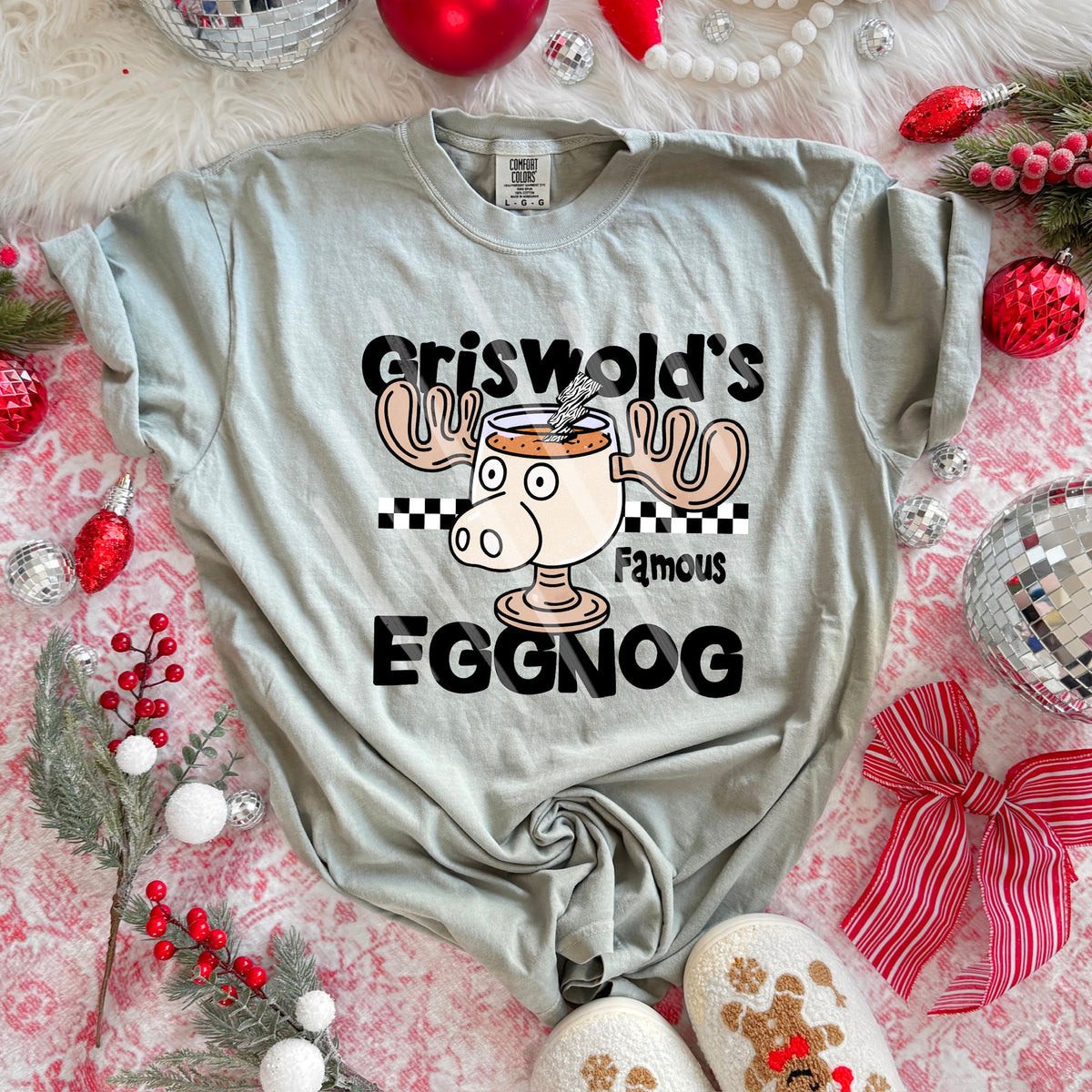 Eggnog cup with checker 113830 DTF transfer
