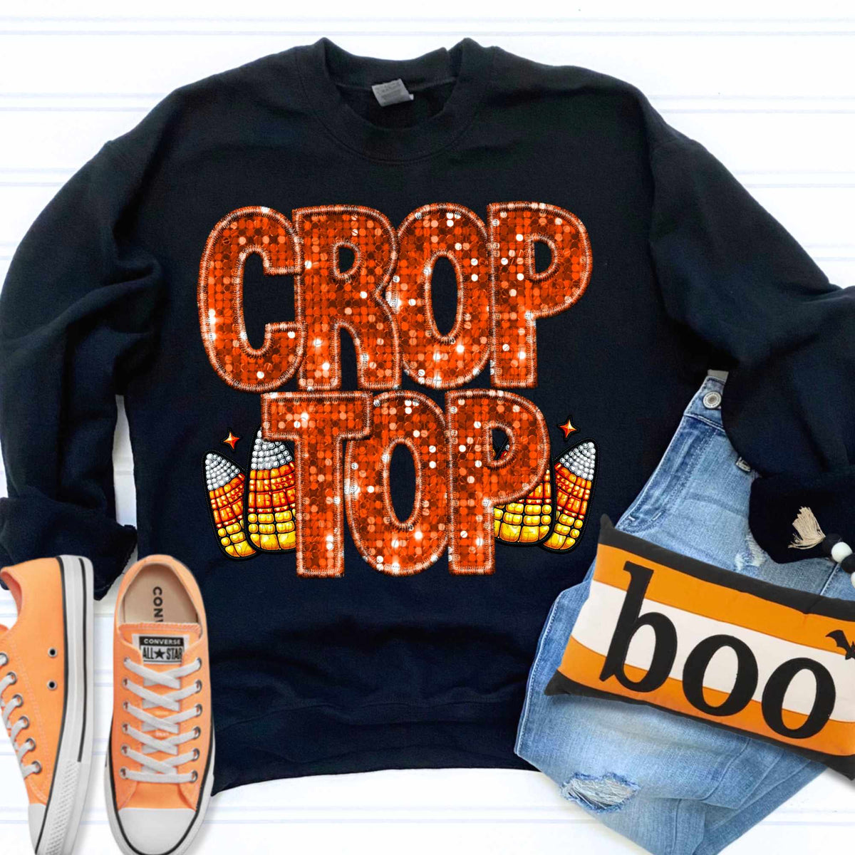 Crop top orange sequin (CITY) 60933 DTF transfer