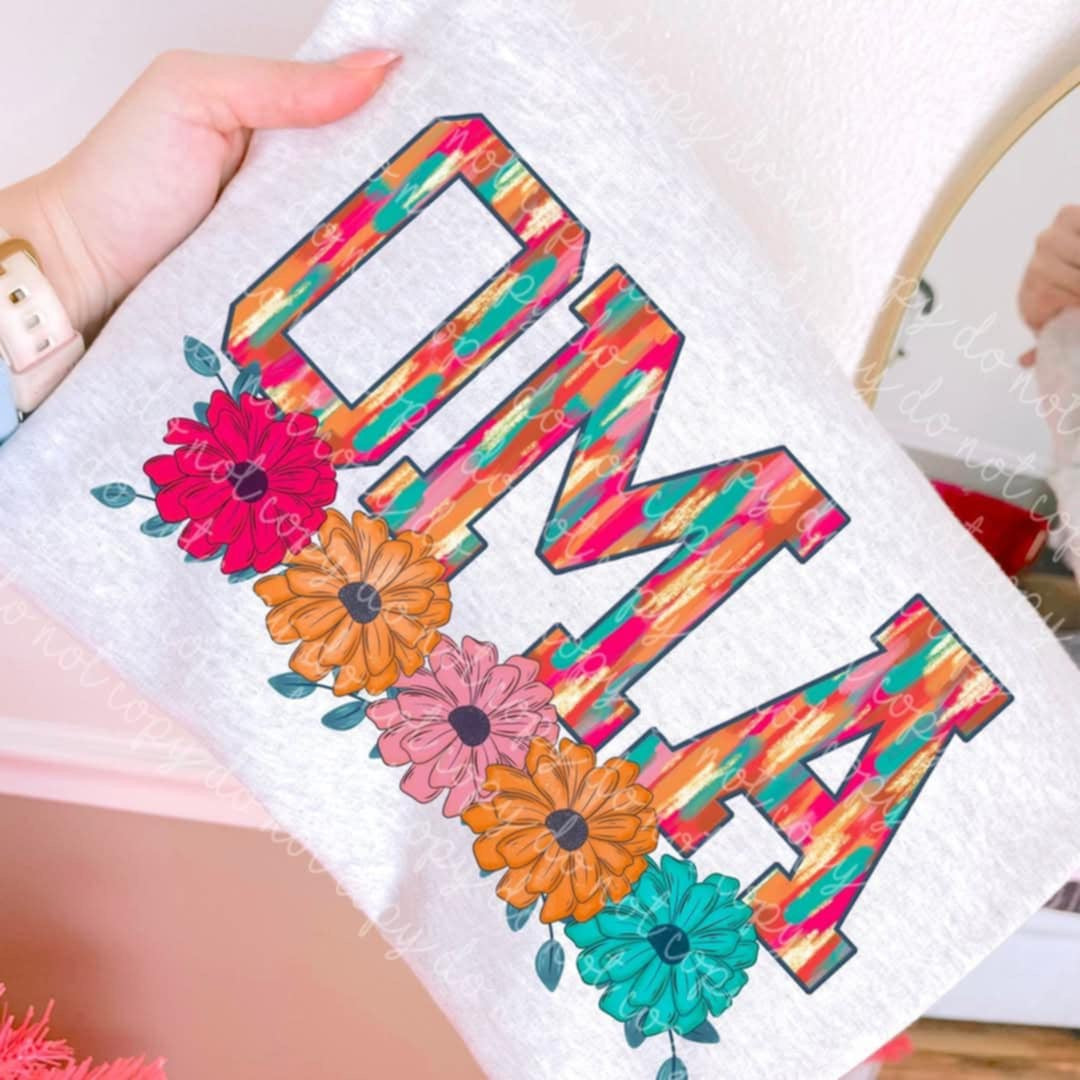 Oma brushstrokes with flowers (MMD) 97886 DTF transfer