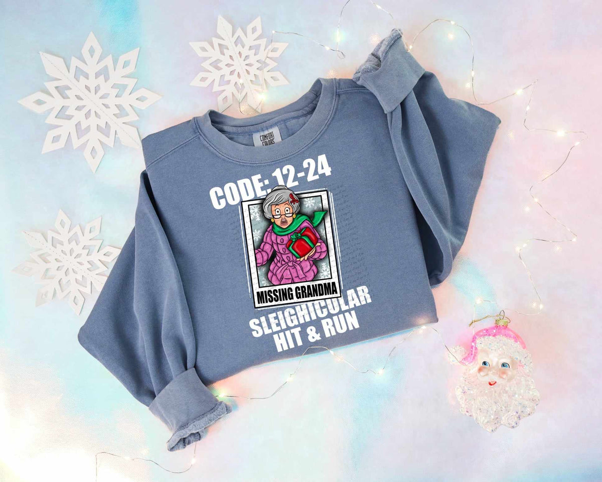 Code 12-24 sleighcular hit & run WHITE FONT 62682 DTF transfer