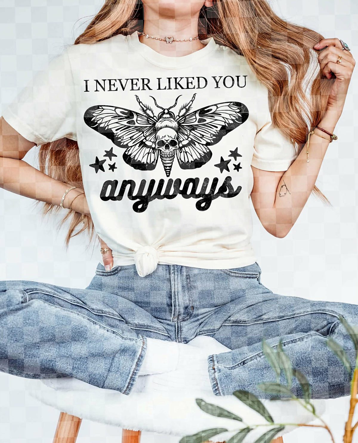 I never liked you anyways moth BLACK (Unhinged) DTF Transfer