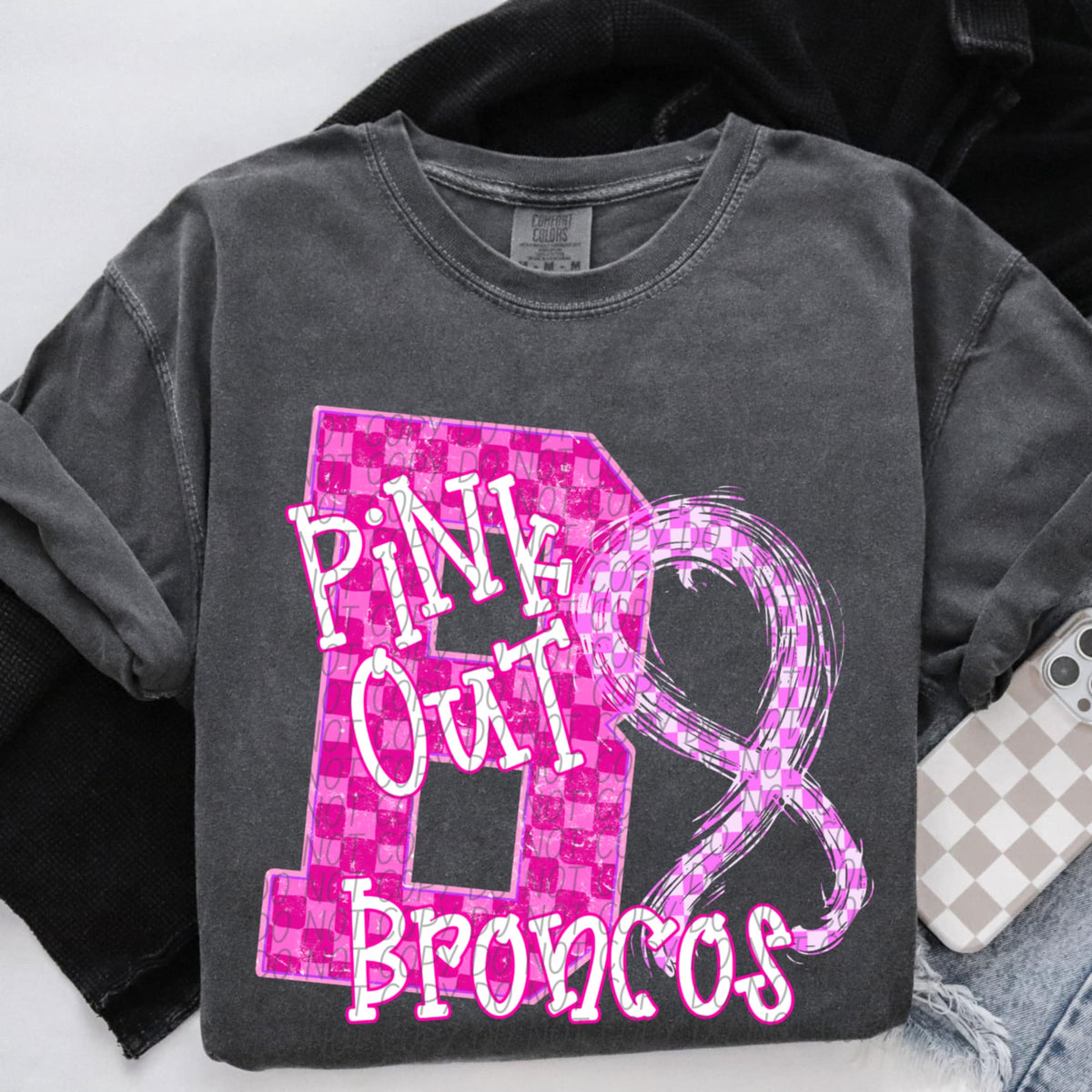 Broncos Pink Out Varsity (city) DTF Transfer