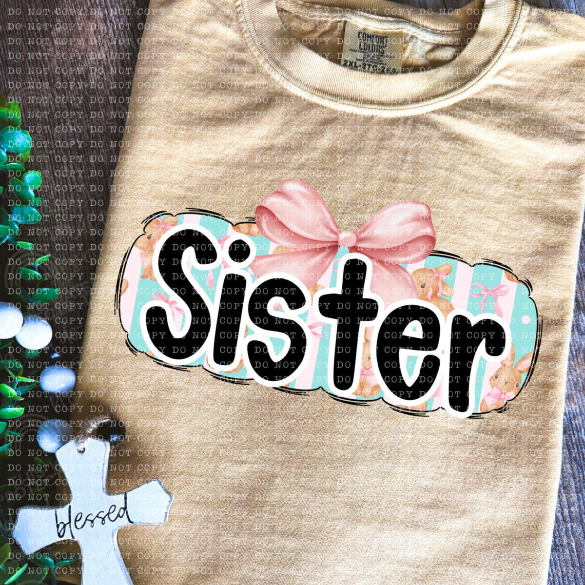Sister bunny background (ECHT) 85674 DTF transfer