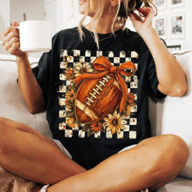 Football with bow 107768 DTF transfer