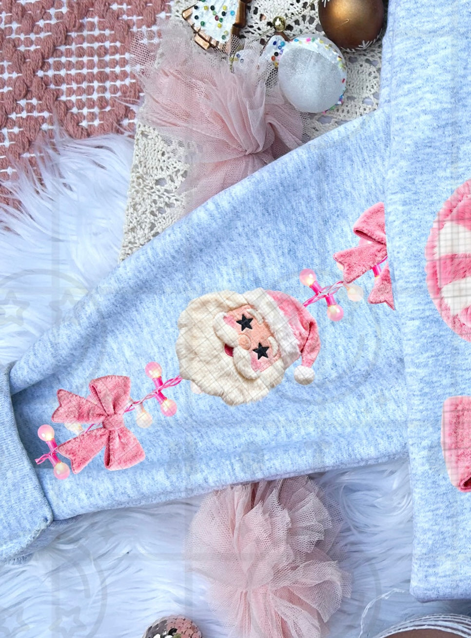 Faux Yarn pink Santa Baby SLEEVE (HW) DTF Transfer