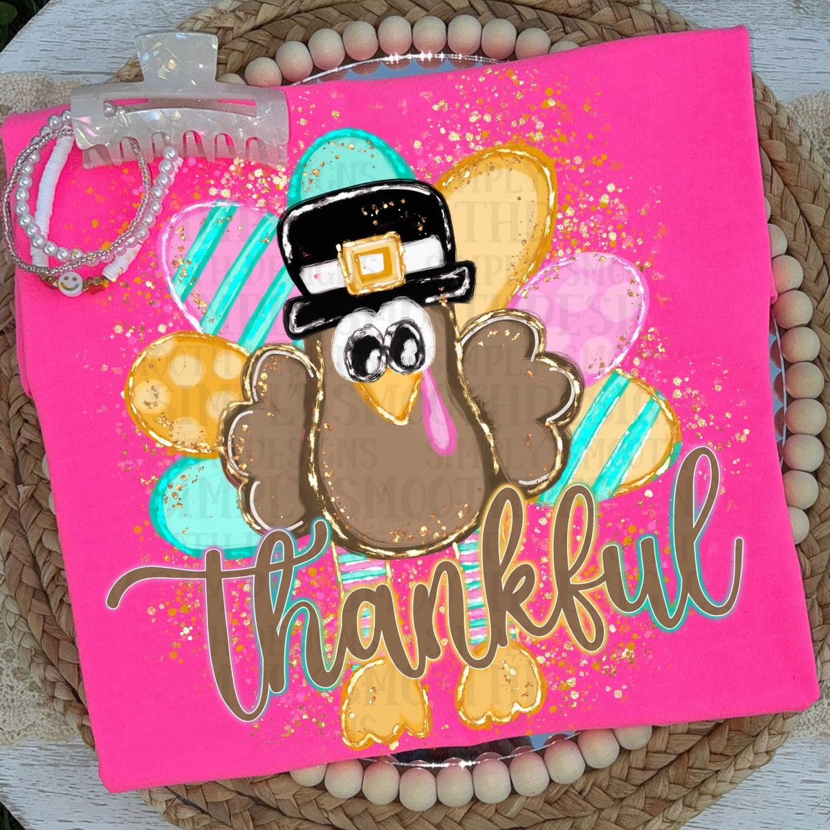 Thankful turkey with splatters (SSD) DTF Transfer