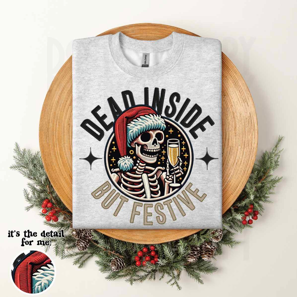 Dead inside but festive skellie 58614 DTF transfer