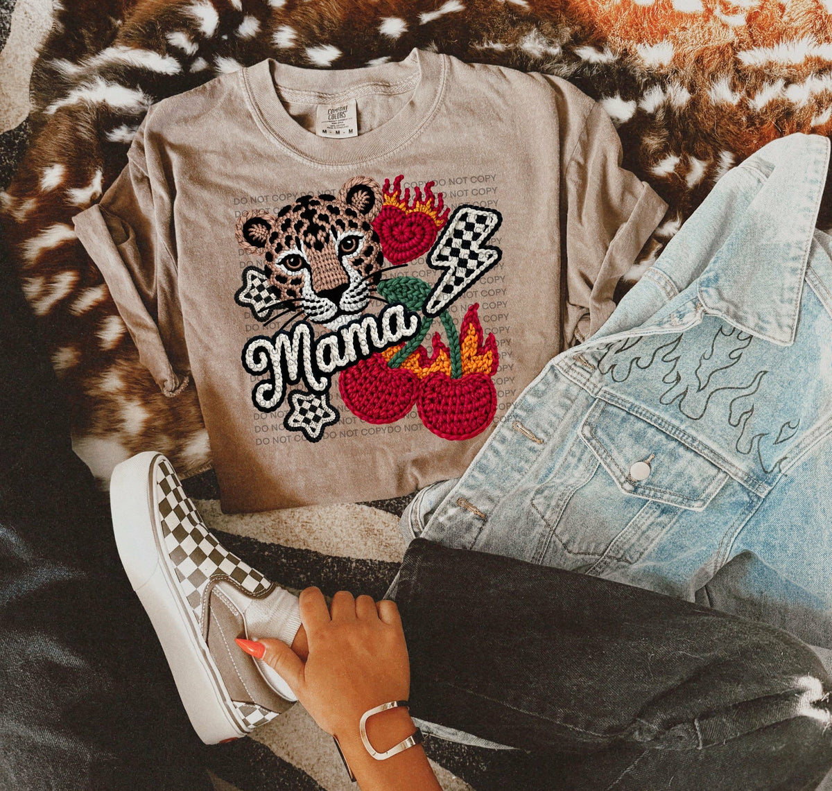 Mama faux yarn leopard (SCG) DTF Transfer