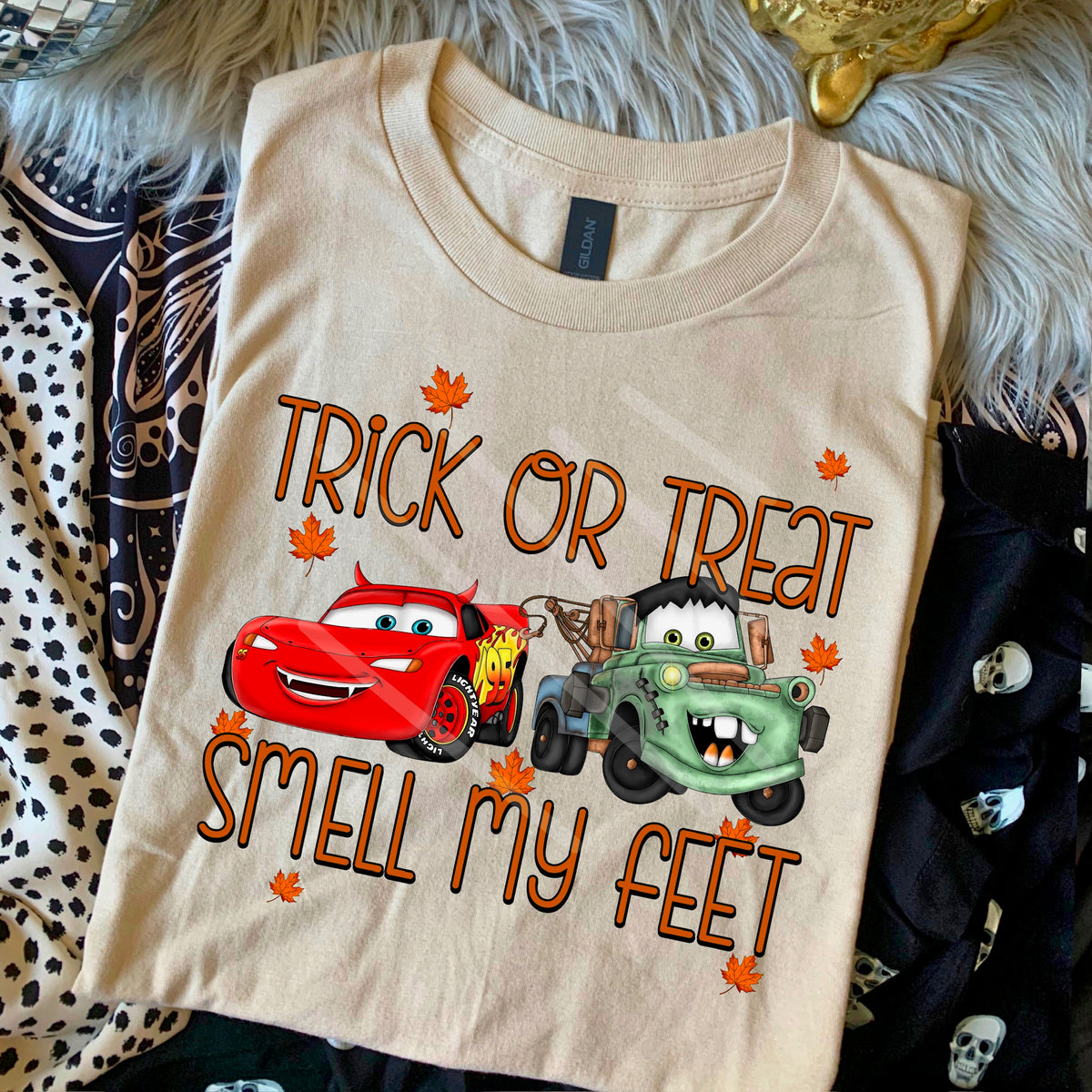 Trick or treat smell my feet cars 110771 DTF transfer