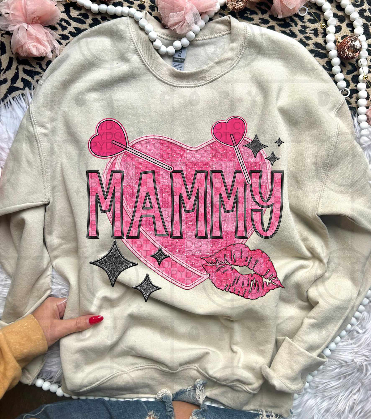 Mammy pink heart with suckers (HW) 75646 DTF transfer